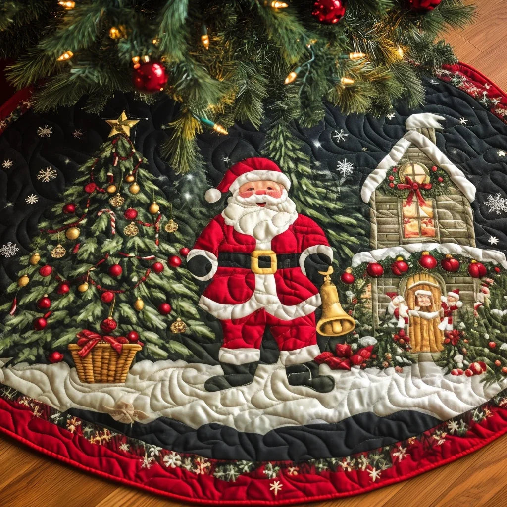 Santa Town Quilted Christmas Tree Skirt