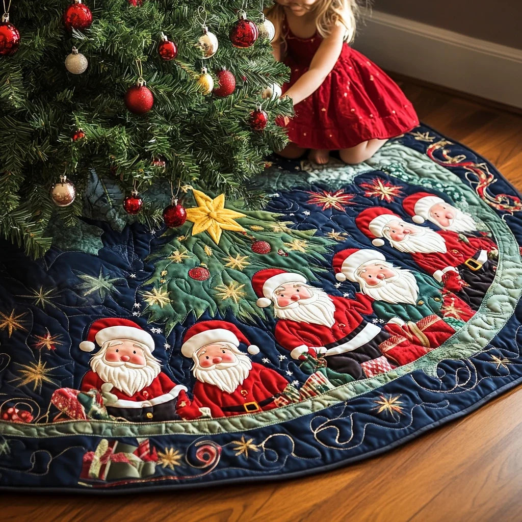 Santa Workshop Quilted Christmas Tree Skirt