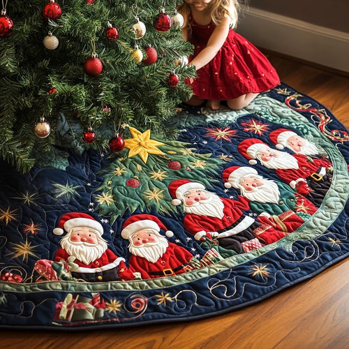 Santa Workshop Quilted Christmas Tree Skirt