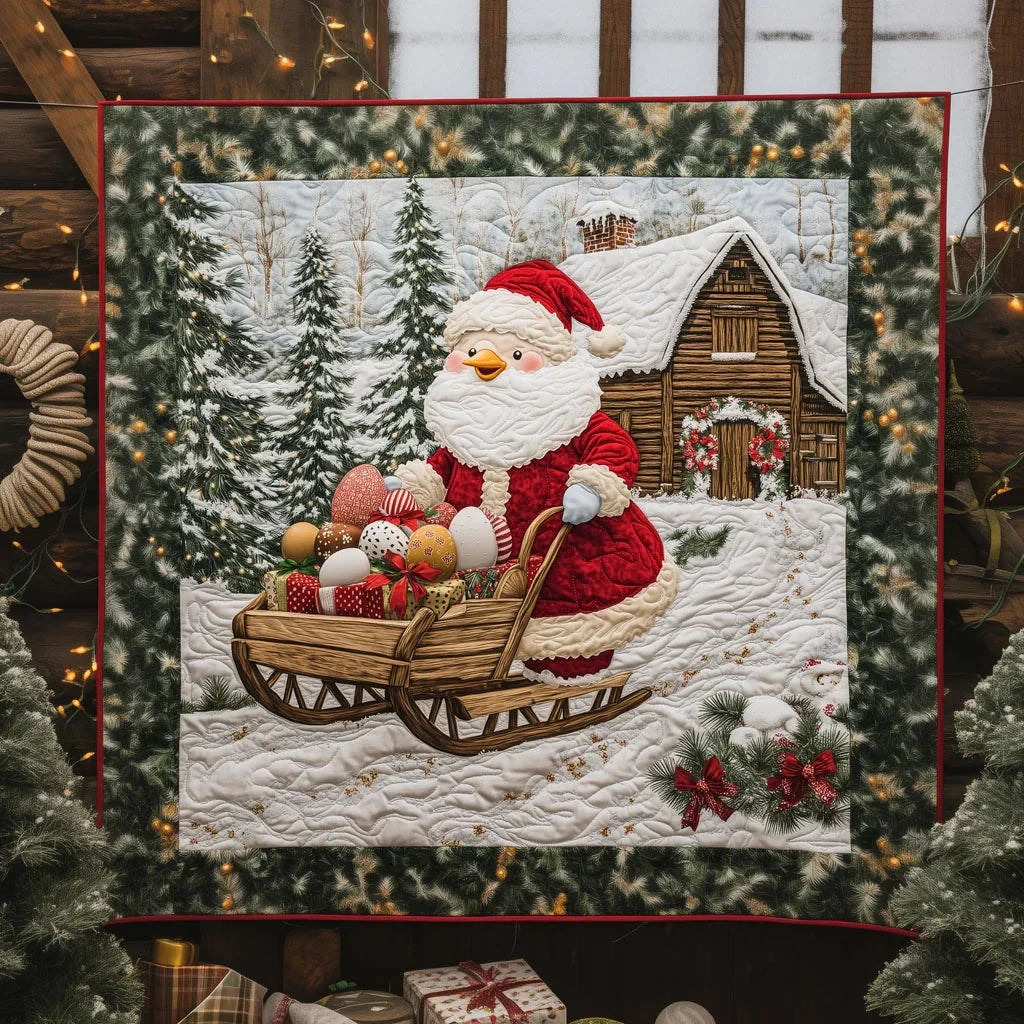 Santa's Egg Delivery Quilt Blanket