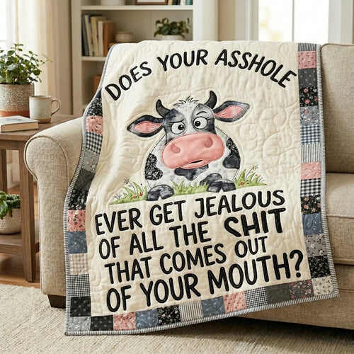 Sassy Mouth Cow Quilt Blanket