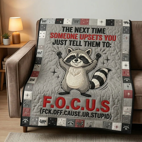 Sassy Raccoon Attitude Quilt Blanket