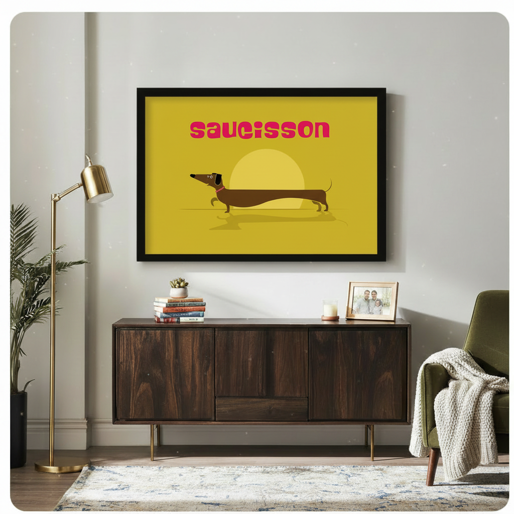 Saucisson Dachshund Retro Canvas Wall Art