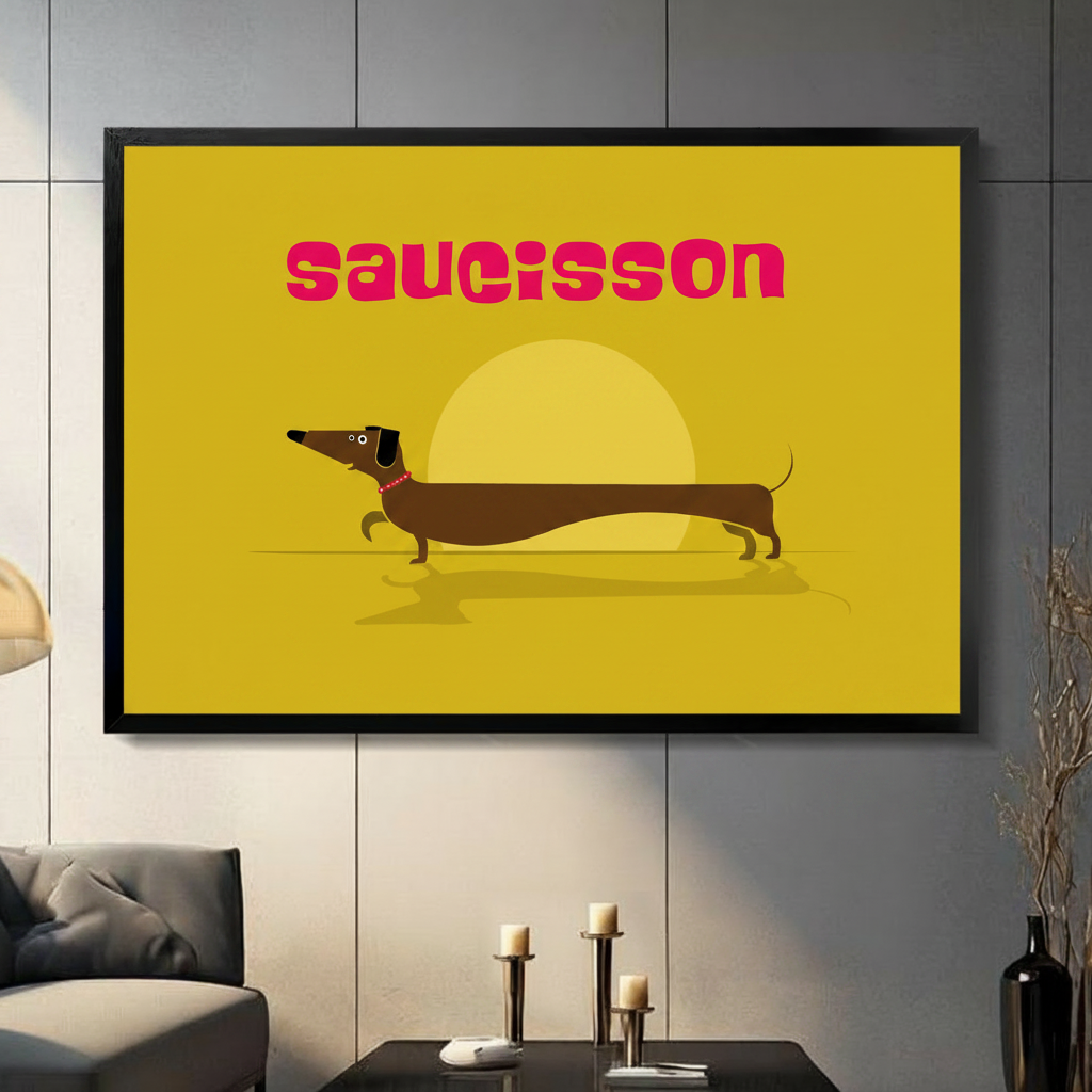 Saucisson Dachshund Retro Canvas Wall Art