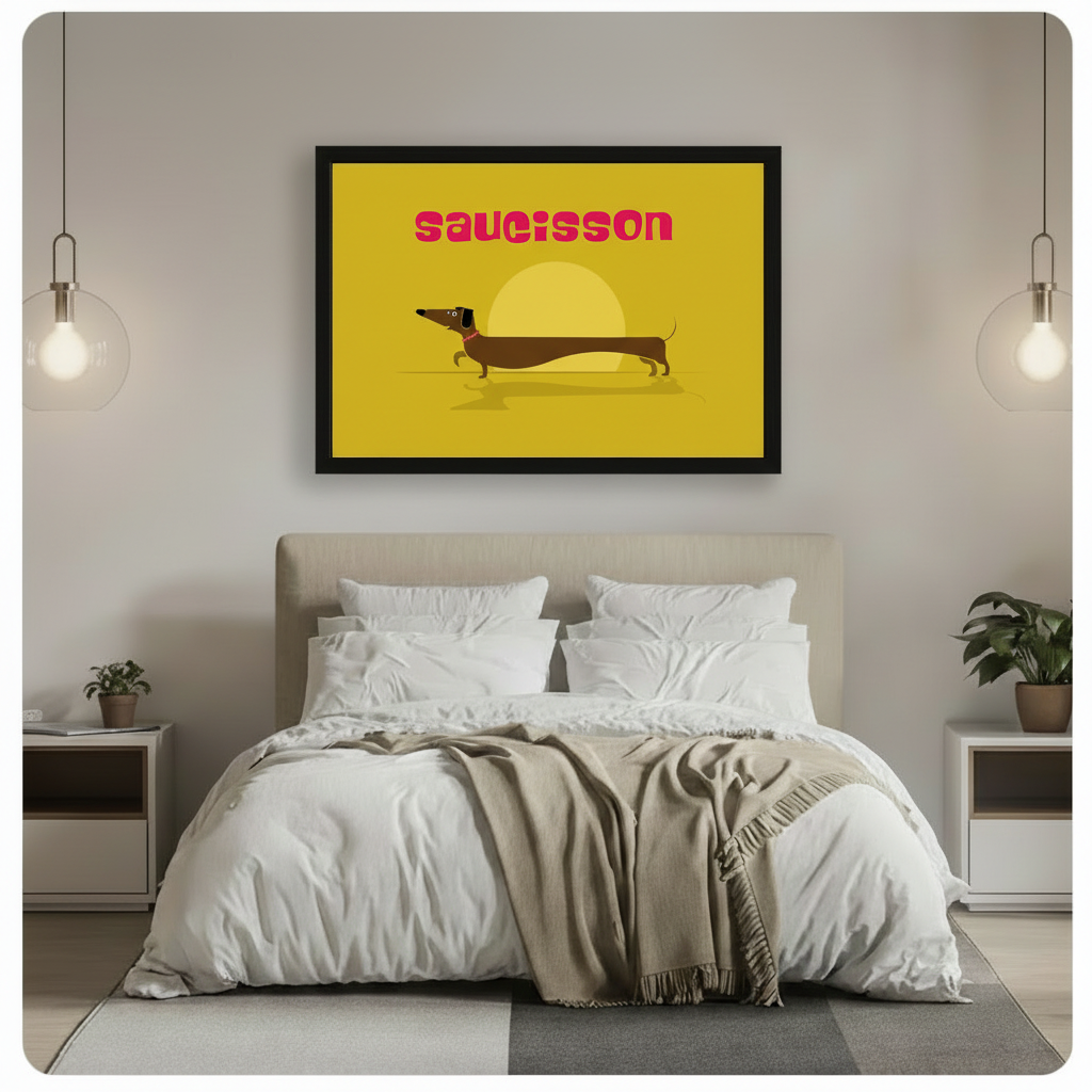 Saucisson Dachshund Retro Canvas Wall Art