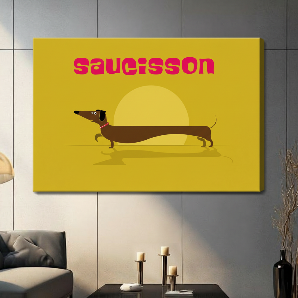 Saucisson Dachshund Retro Canvas Wall Art