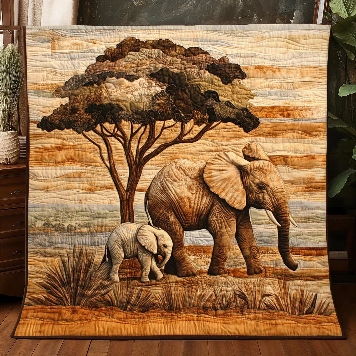 Savannah Elephant Quilt Blanket