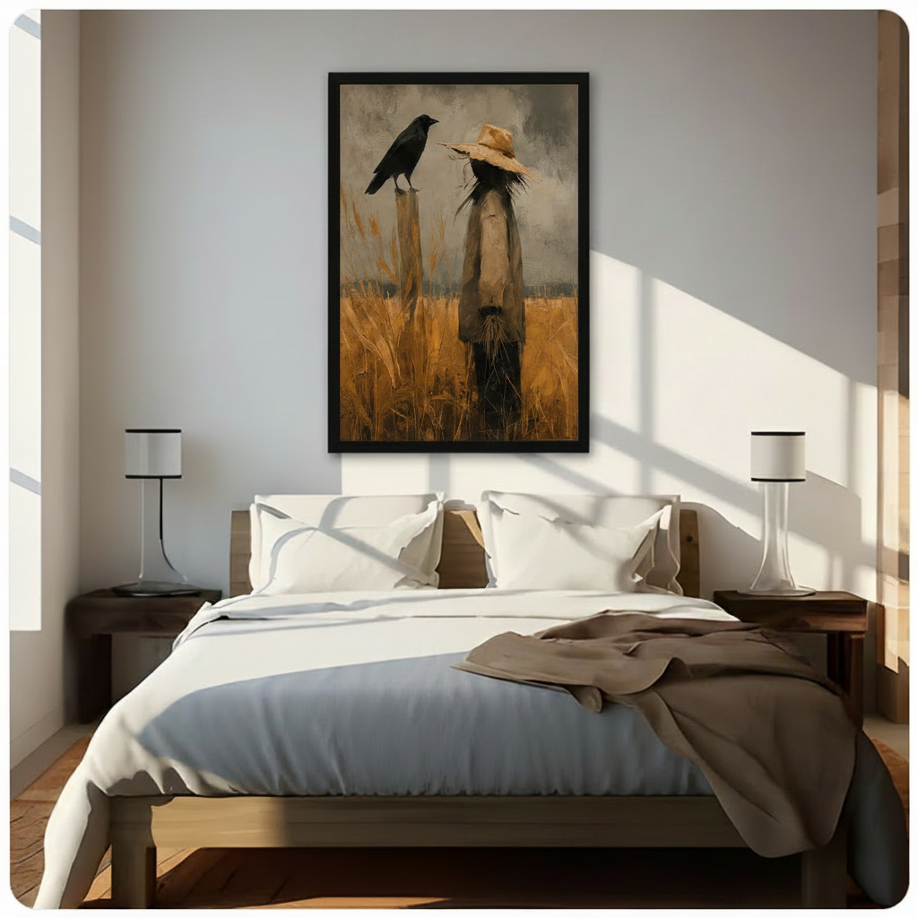 Scarecrow Crow Autumn Field Canvas Art Wall Art