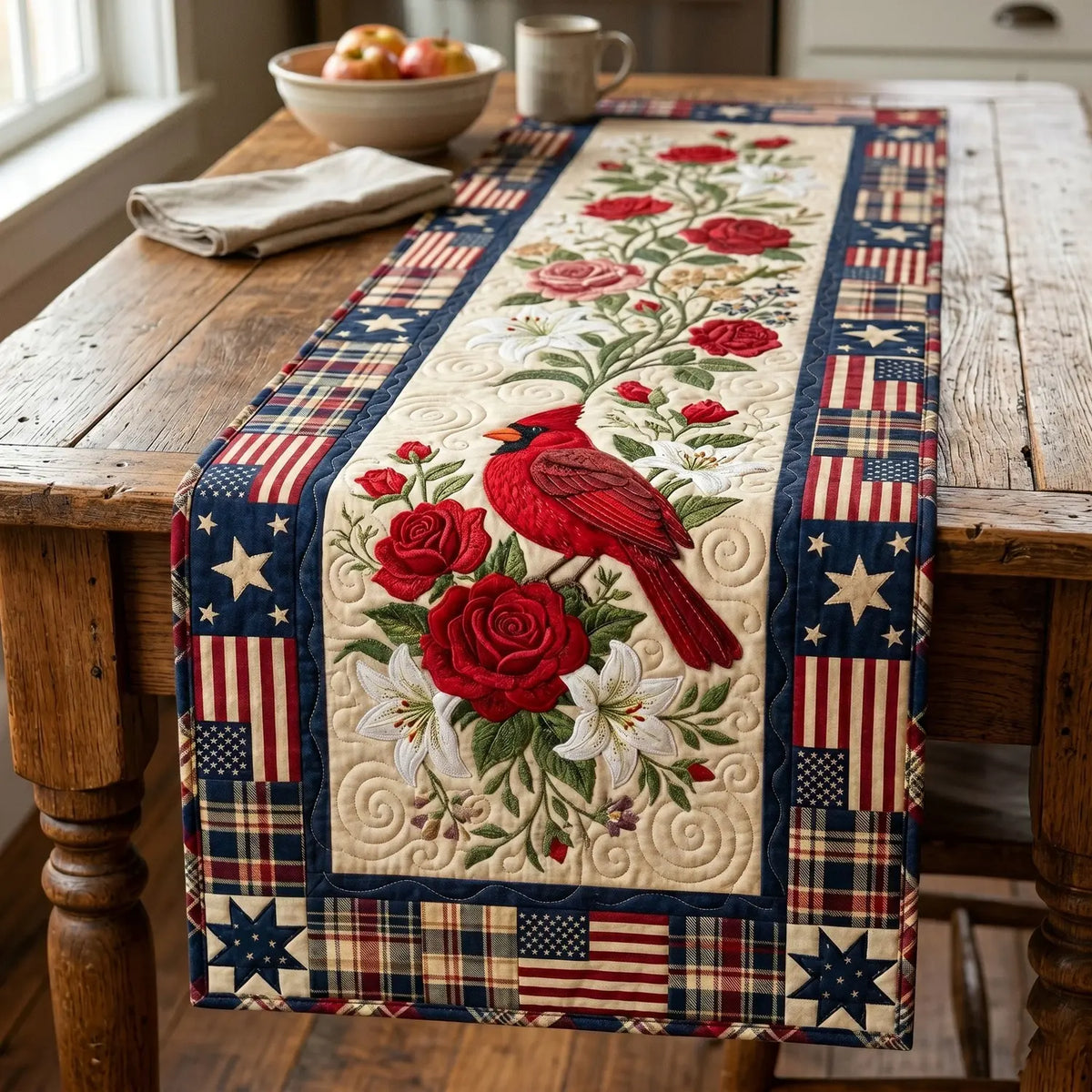 Scarlet Heritage Quilted Table Runner