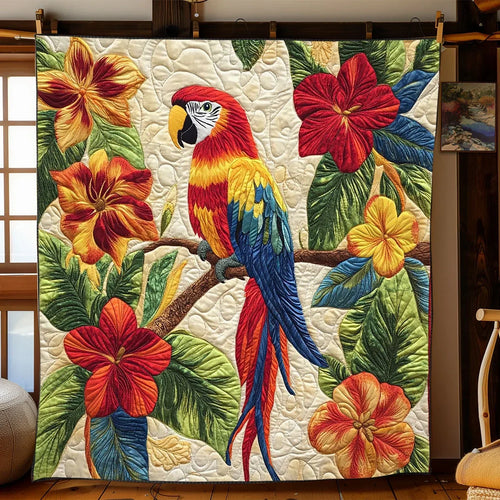 Scarlet Macaw Haven Quilt Blanket