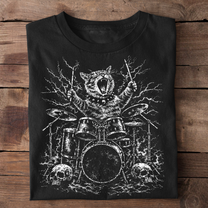 Katze am Schlagzeug T-Shirt