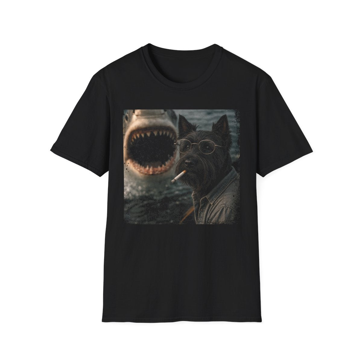 Scottish Terrier and Shark Tee