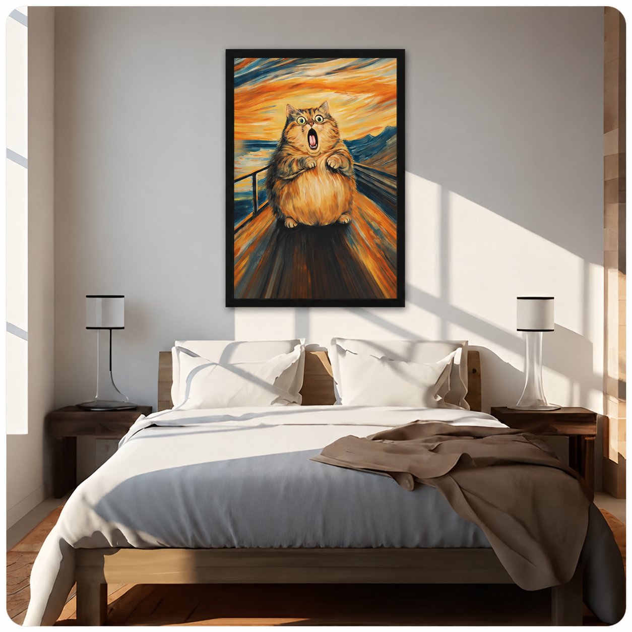 The Scream Cat Funny Canvas Wall Art
