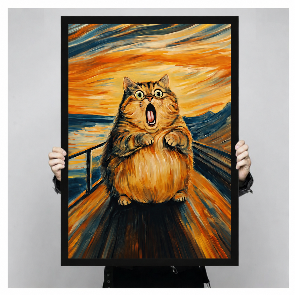 The Scream Cat Funny Canvas Wall Art
