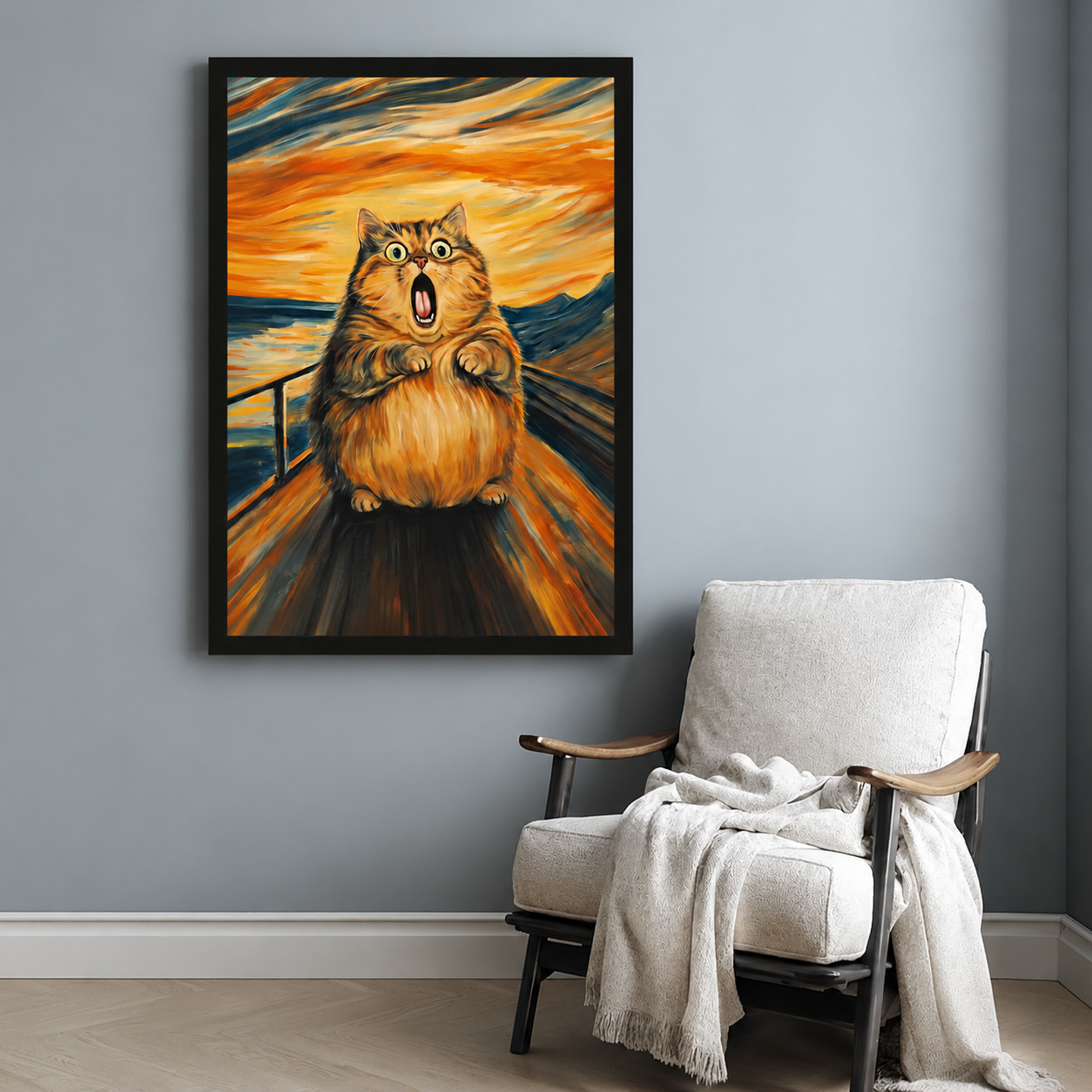 The Scream Cat Funny Canvas Wall Art
