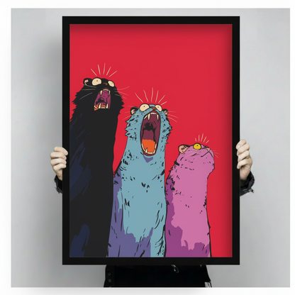 Screaming Cats Pop Art Canvas Wall Art