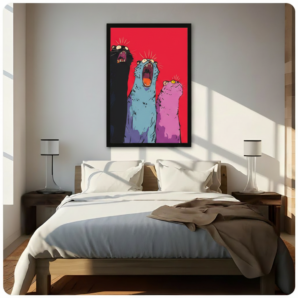 Screaming Cats Pop Art Canvas Wall Art
