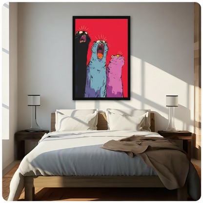 Screaming Cats Pop Art Canvas Wall Art