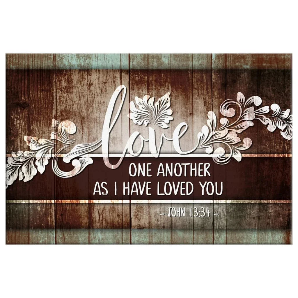 john 13 34 love one another bible verse christian wall art canvas (Landscape) (view 4)