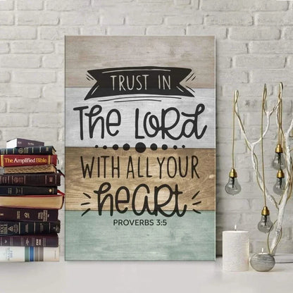 christian wall art trust in the lord with all your heart canvas print (Landscape) (view 4)