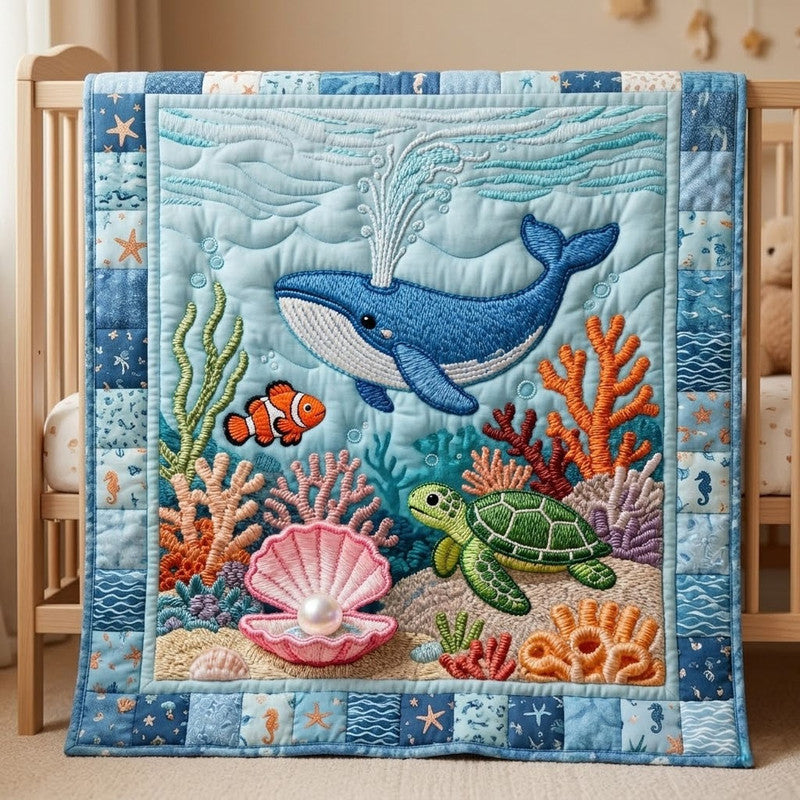 Sea Life Quilt Blanket - Quilted Blanket by Wild and Way