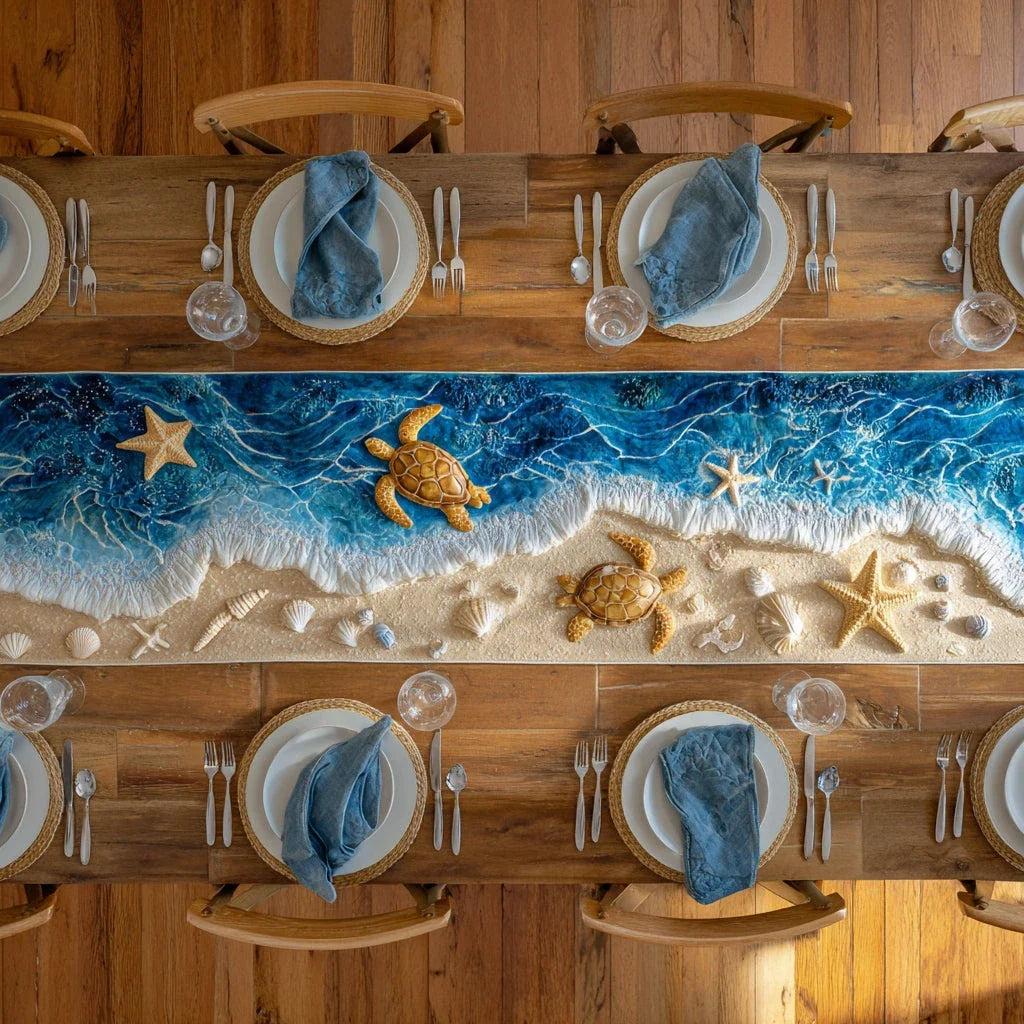 Sea Wave Quilted Table Runner