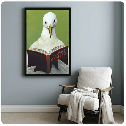 Funny Seagull Reading Book Pop Art Canvas Wall Art