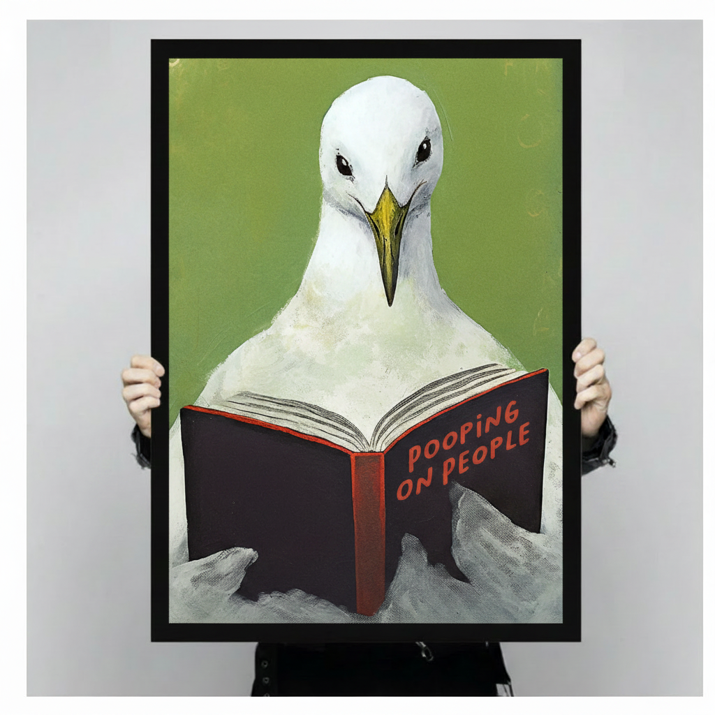 Funny Seagull Reading Book Pop Art Canvas Wall Art