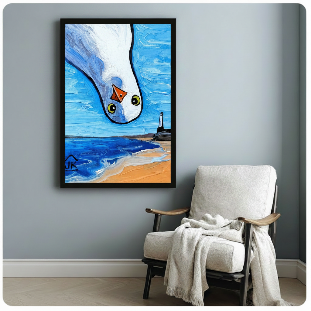 Bold Seagull Coastal Oil Style Canvas Wall Art