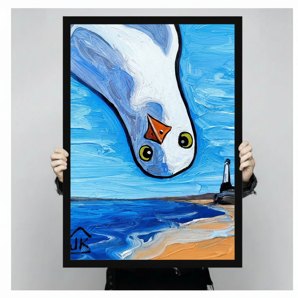 Bold Seagull Coastal Oil Style Canvas Wall Art