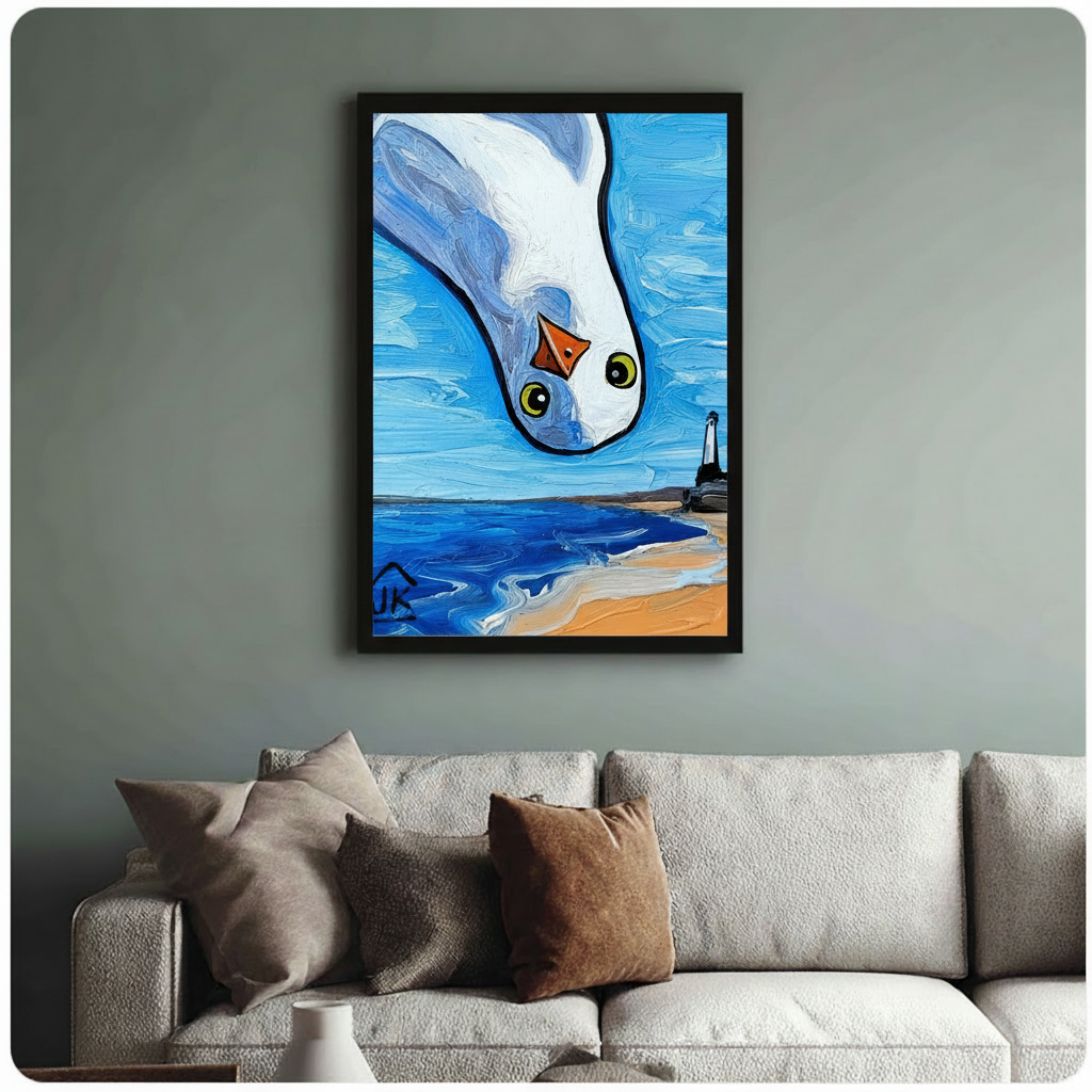 Bold Seagull Coastal Oil Style Canvas Wall Art