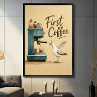 First Coffee Seagull Espresso Canvas Art Wall Art