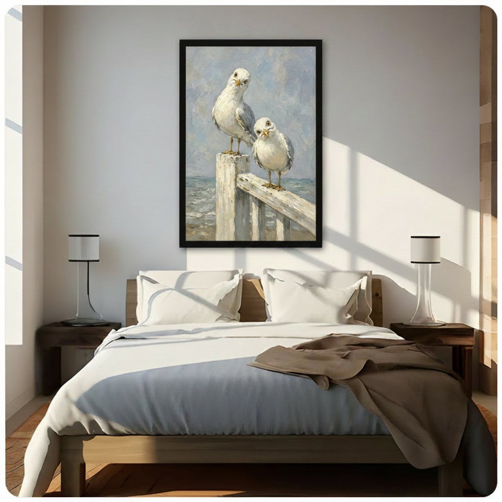 Coastal Seagull Oil Painting Canvas Wall Art