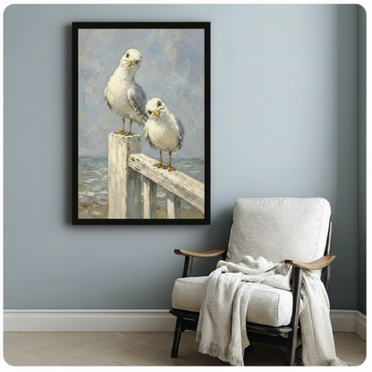 Coastal Seagull Oil Painting Canvas Wall Art