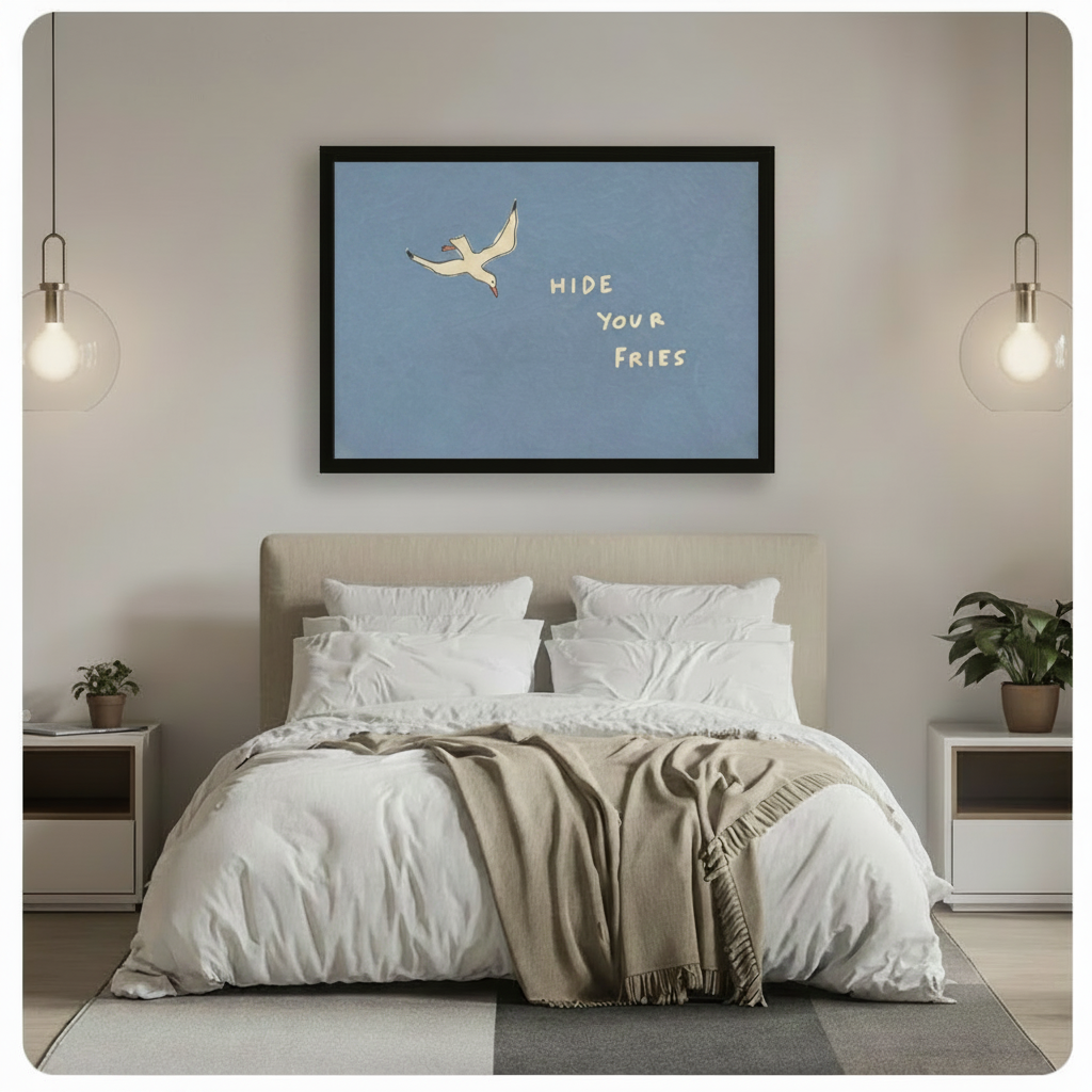 Hide Your Fries Seagull Funny Quote Canvas Wall Art