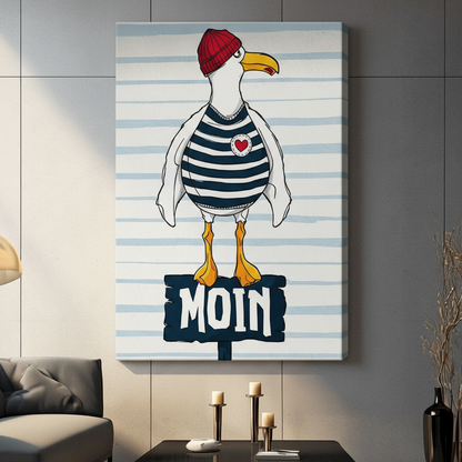 Moin Seagull Nautical Humor Coastal Canvas Art