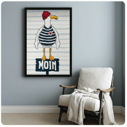 Moin Seagull Nautical Humor Coastal Canvas Art