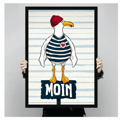 Moin Seagull Nautical Humor Coastal Canvas Art