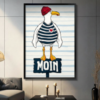 Moin Seagull Nautical Humor Coastal Canvas Art