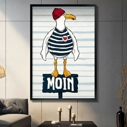 Moin Seagull Nautical Humor Coastal Canvas Art