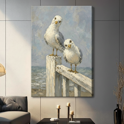 Coastal Seagull Oil Painting Canvas Wall Art