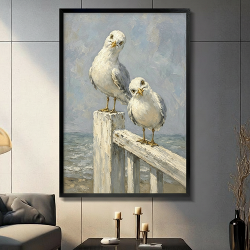 Coastal Seagull Oil Painting Canvas Wall Art