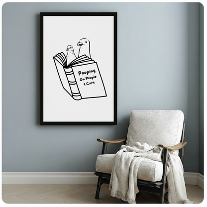 Funny Pigeon Book Minimalist Line Art Canvas Print