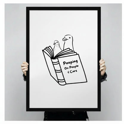 Funny Pigeon Book Minimalist Line Art Canvas Print