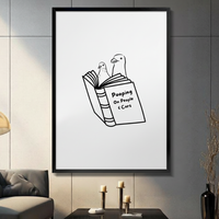 Funny Pigeon Book Minimalist Line Art Canvas Print