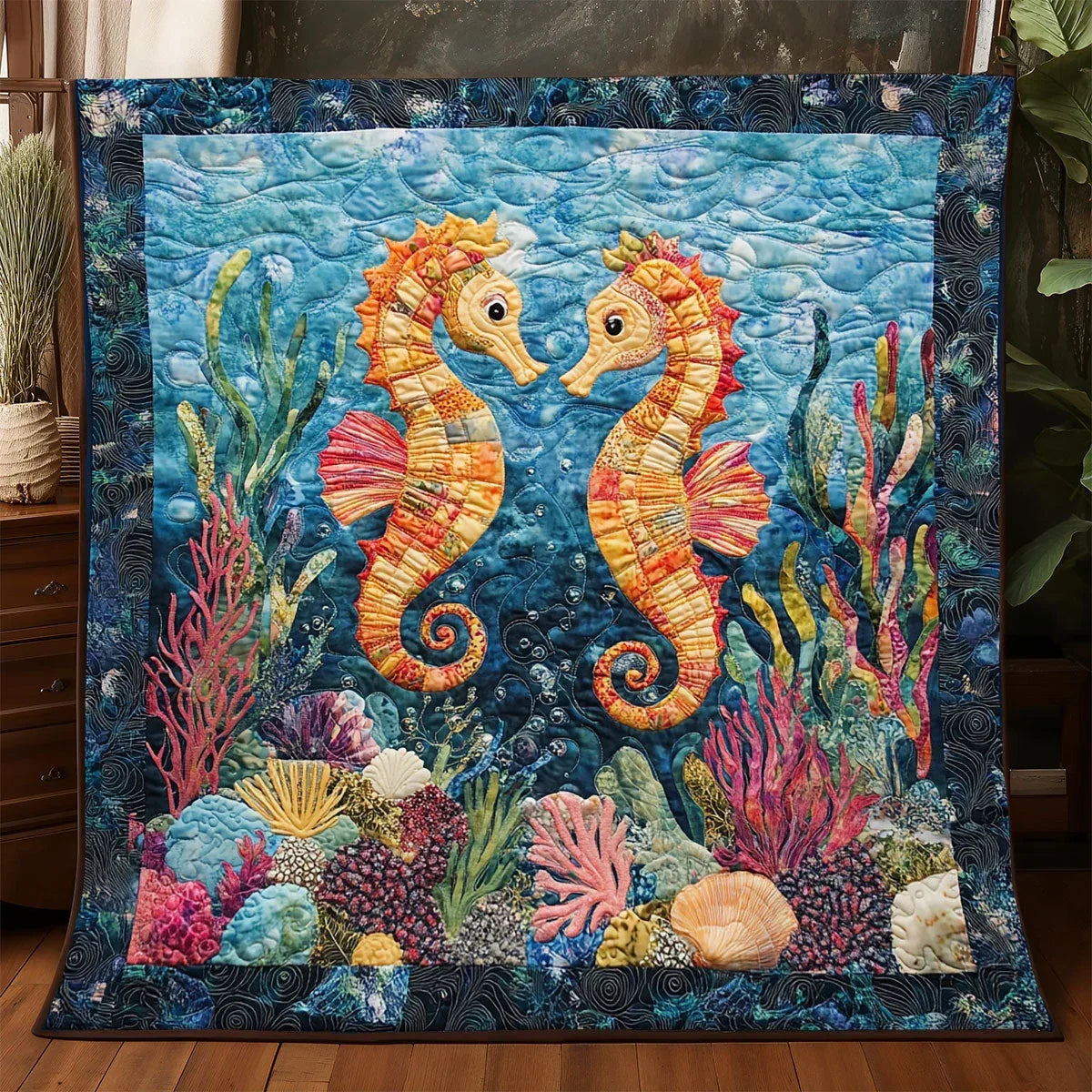 Seahorse Serenade Quilt Blanket