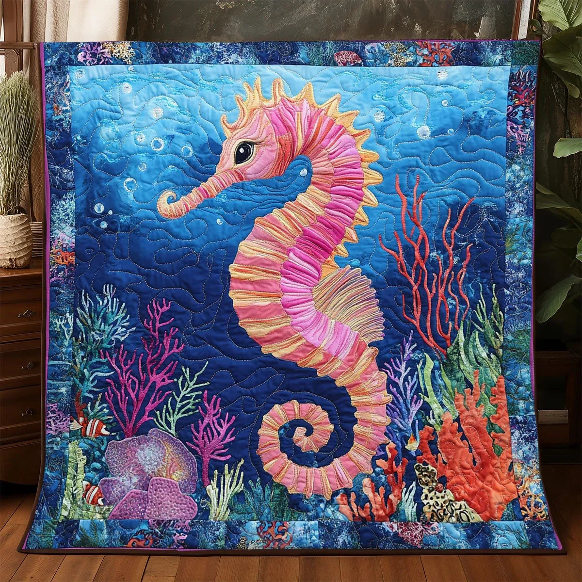 Seahorse Serenade Quilt Blanket