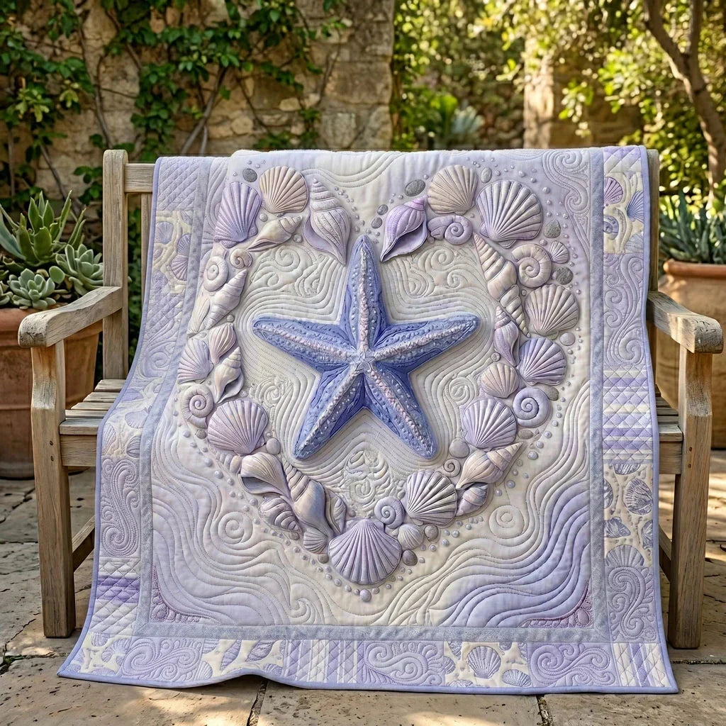 Seashell Heart Starfish Quilt Blanket