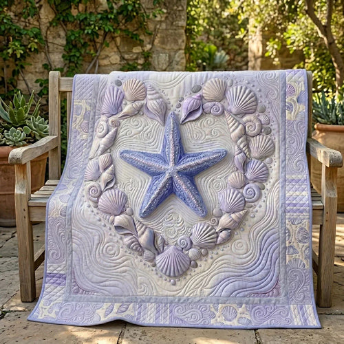 Seashell Heart Starfish Quilt Blanket
