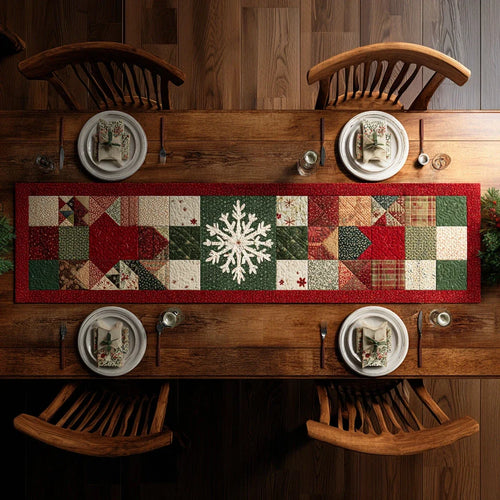 Seasonal Snowflake Star Quilted Table Runner